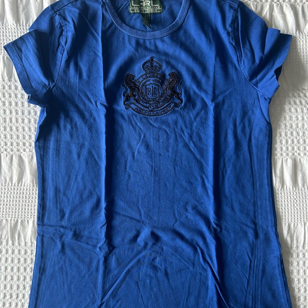 Ralph Lauren Blue Crewneck Short Sleeve Tee with Crest
